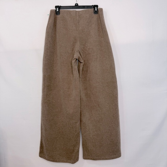 NWT Zara Wide Leg High Rise Knit Pants Women’s L Tall Fleece Cotton Winter Brown - Picture 3 of 12
